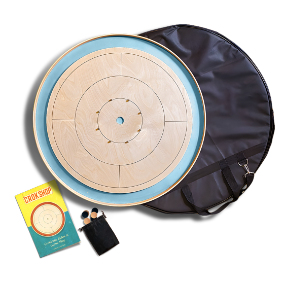 Crok Shop Original Tournament Crokinole Board Bundle - Aqua