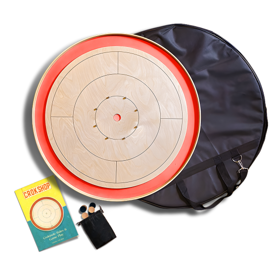 Crok Shop Original Tournament Crokinole Board Bundle - Red