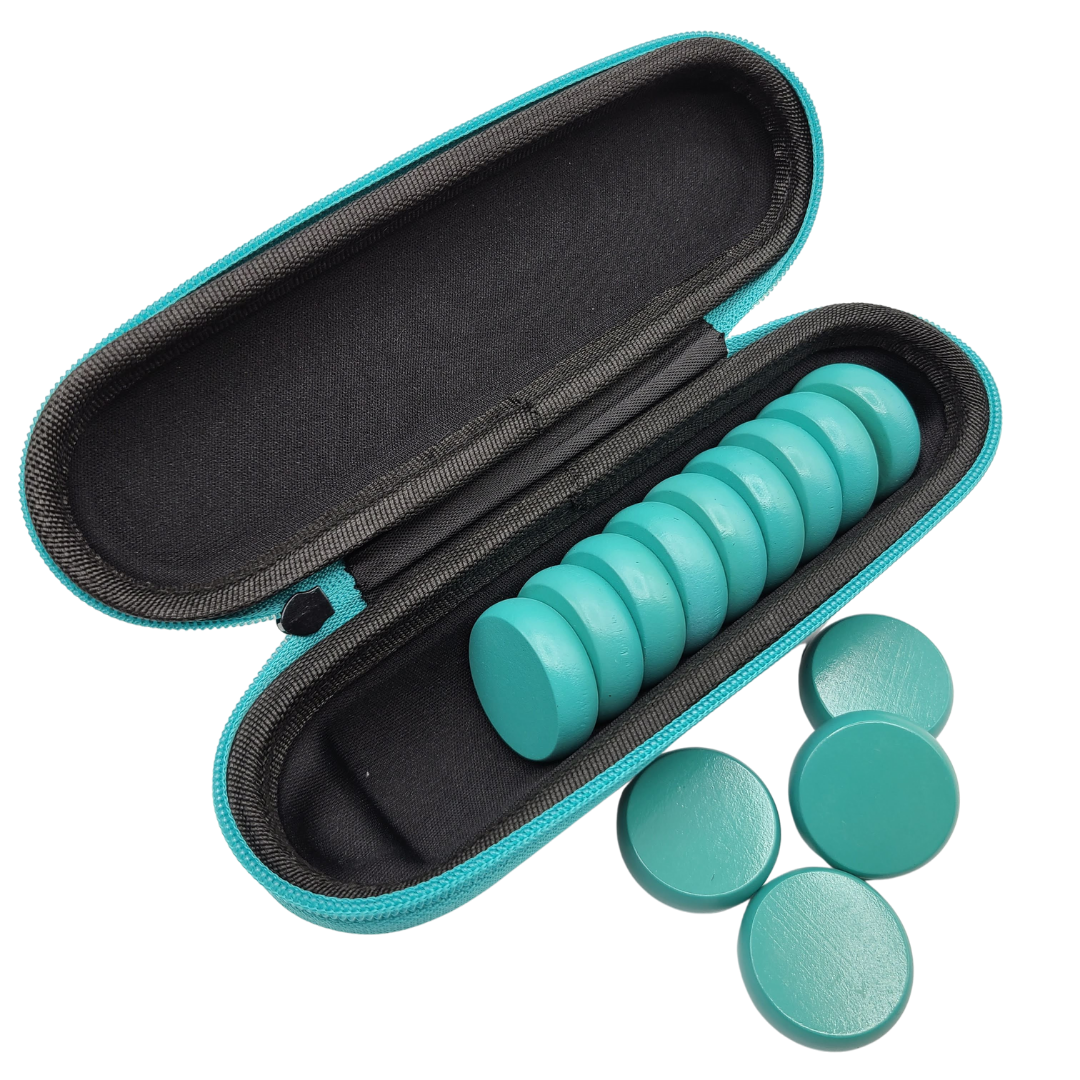 Premium Glazed Crokinole Discs, With Hard Carry Case (13 Discs)