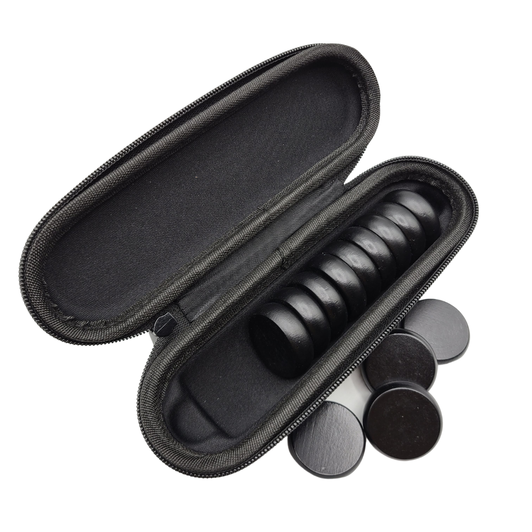 Premium Glazed Crokinole Discs, With Hard Carry Case (13 Discs)