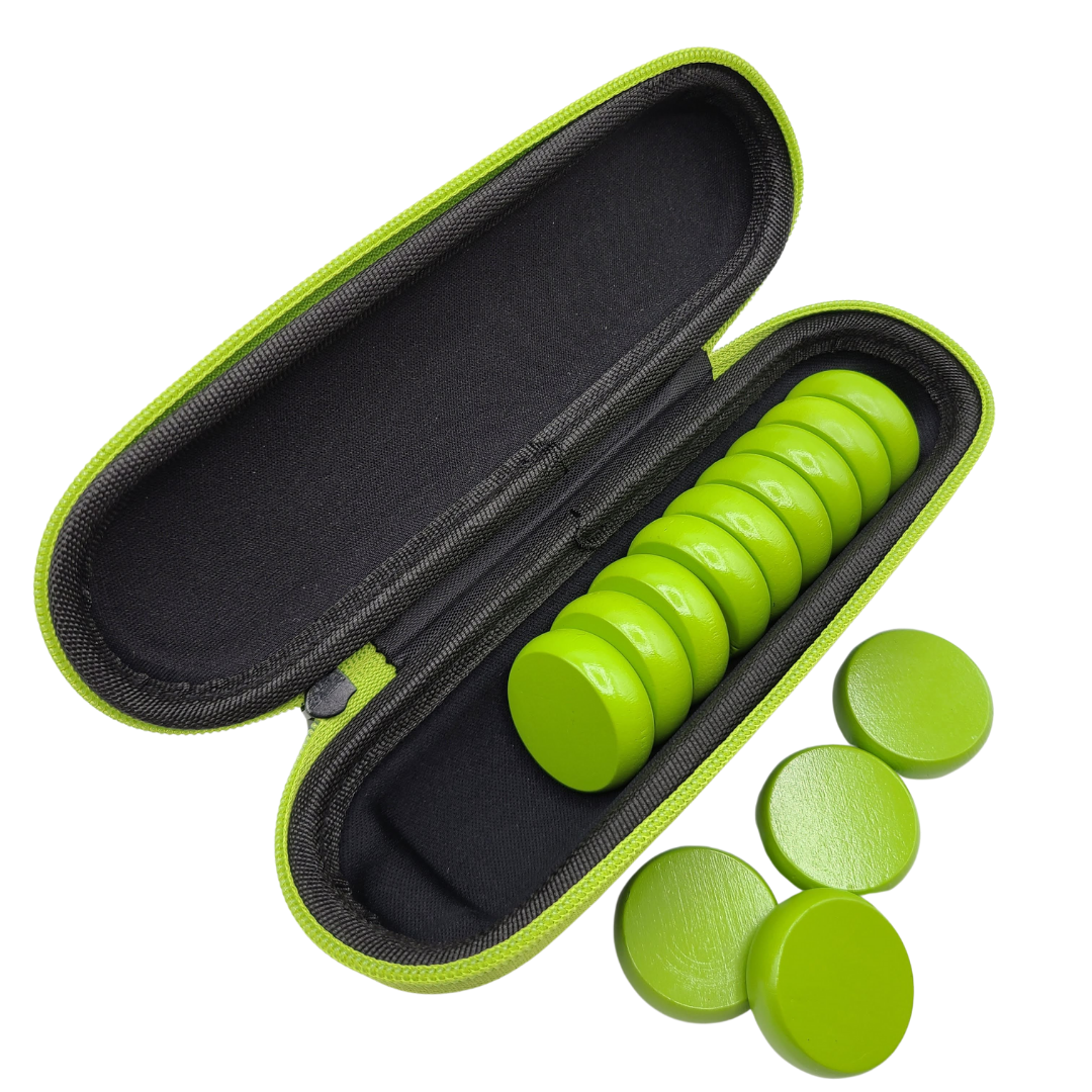 Premium Glazed Crokinole Discs, With Hard Carry Case (13 Discs)