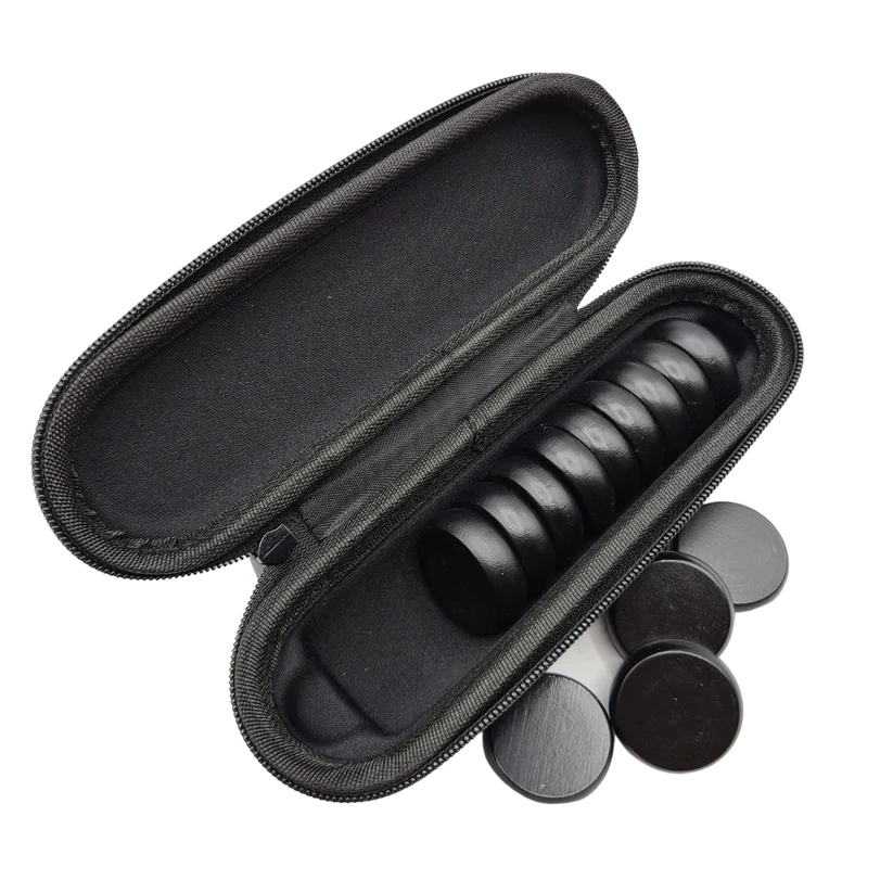 Premium Glazed Crokinole Discs, With Hard Carry Case (13 Discs)