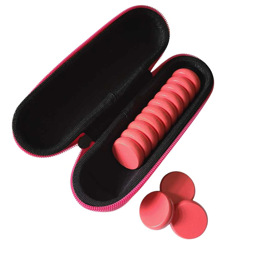 Premium Glazed Crokinole Discs, With Hard Carry Case (13 Discs)