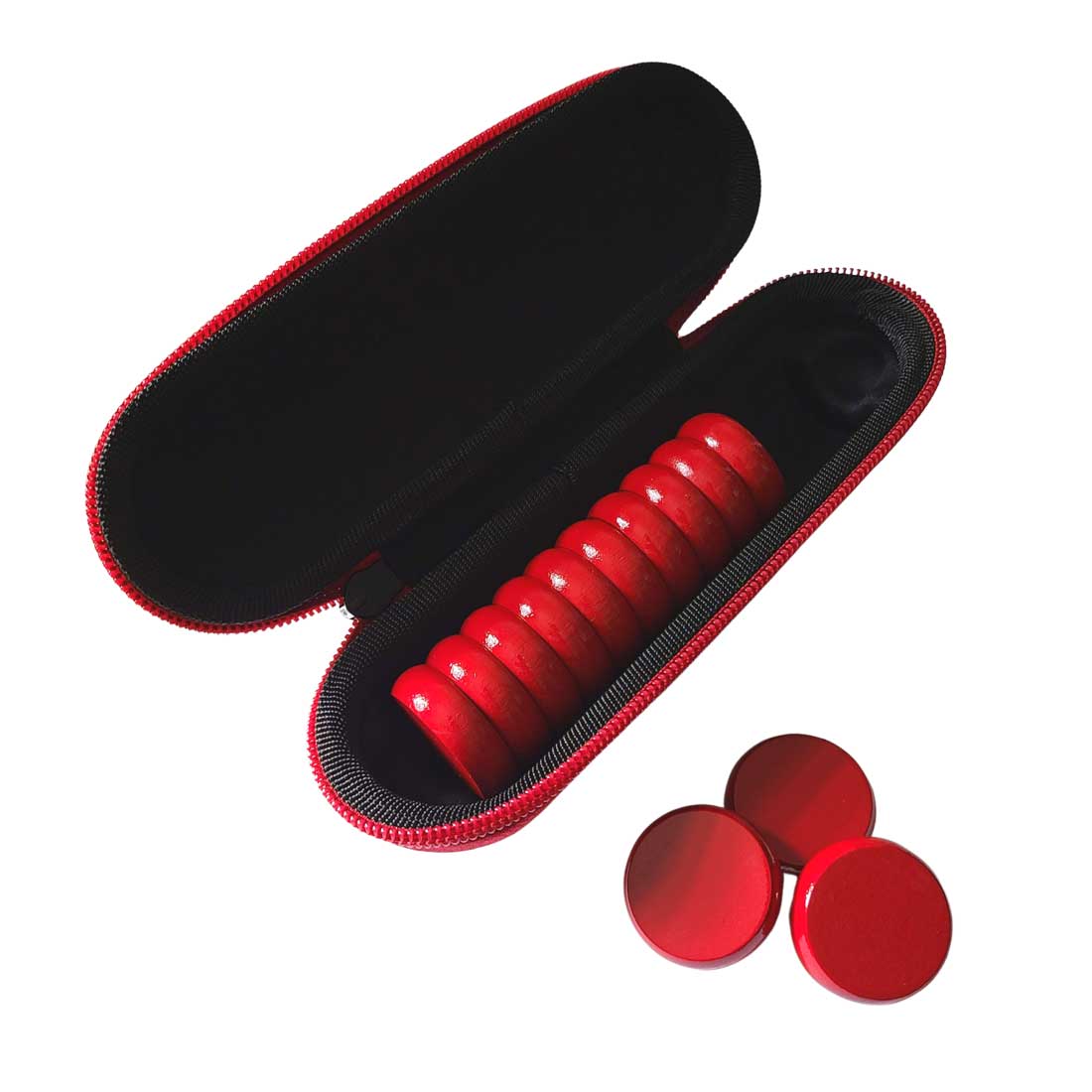 Premium Glazed Crokinole Discs, With Hard Carry Case (13 Discs)
