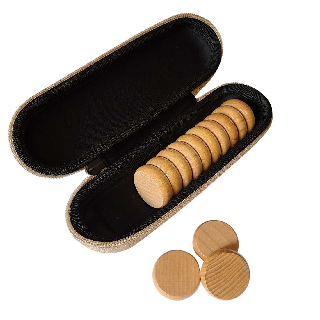 Premium Glazed Crokinole Discs, With Hard Carry Case (13 Discs)