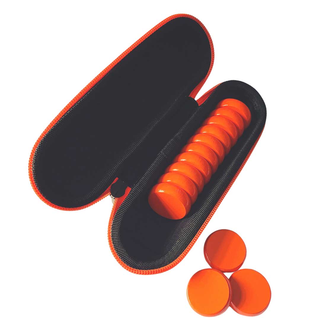 Premium Glazed Crokinole Discs, With Hard Carry Case (13 Discs)