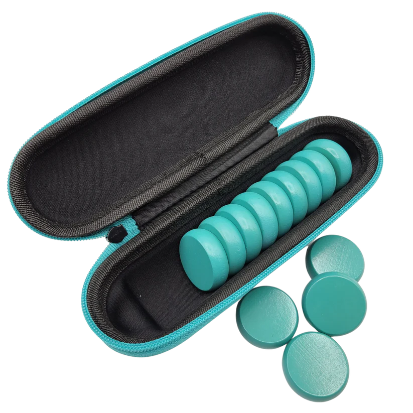 Premium Glazed Crokinole Discs, With Hard Carry Case (13 Discs)