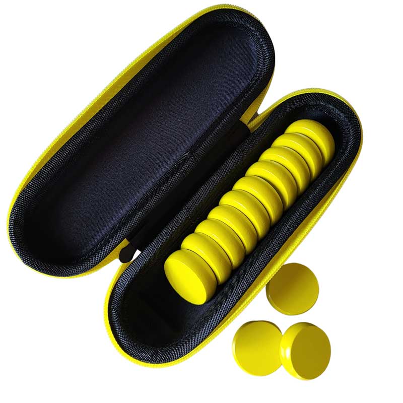 Premium Glazed Crokinole Discs, With Hard Carry Case (13 Discs)