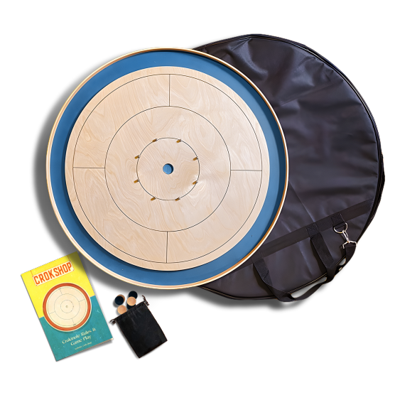 Crok Shop Original Tournament Crokinole Board Bundle - Blue